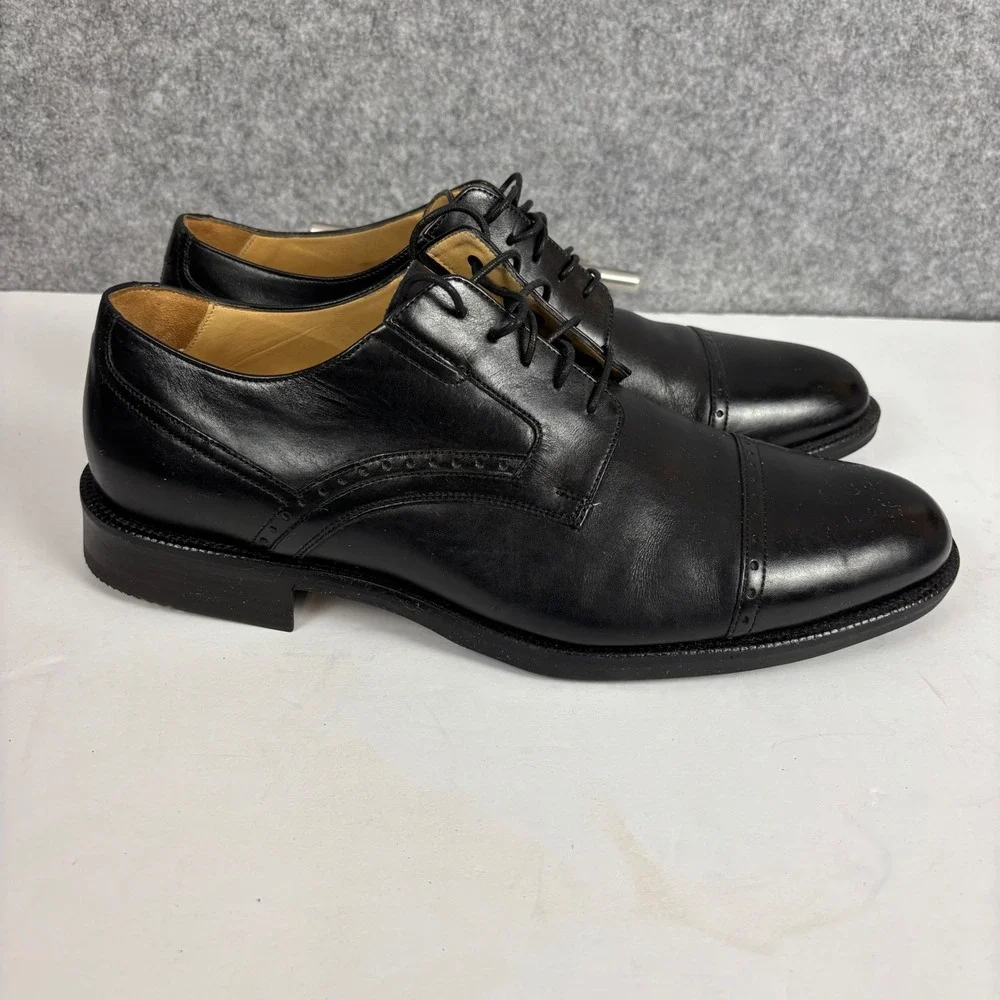 Johnston & Murphy Cap Toe Oxford Mens 11.5 Black Leather Signature 20-6617